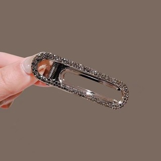 MAUROPOLI [Hàng có sẵn] Đường mờ kim cương vỡ ~ Kẹp tóc kim cương đen Nổ phong cách mới Tính khí cao cấp trán gãy Tóc mỏ vịt Kẹp bên