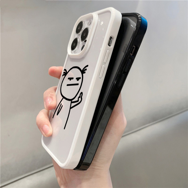 Dành Cho iPhone 11 16 15 Pro Max 16e 14 11 12 13 15 Pro XR XS Max X 7 8 Plus SE2022 Hoạt Hình Stickman Ngộ nghĩnh Silicon Mềm Trong Suốt Chống Sốc