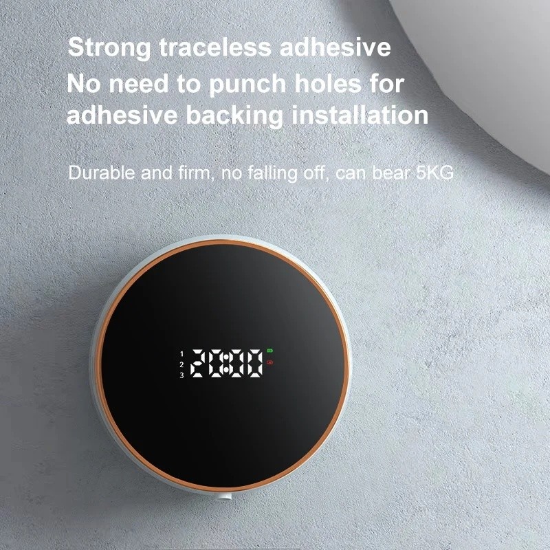 Giá treo tường Hộp đựng xà phòng xốp tự động Màn hình hiển thị nhiệt độ LED Điện cảm biến hồng ngoại không chạm Máy tạo bọt Chất lỏng