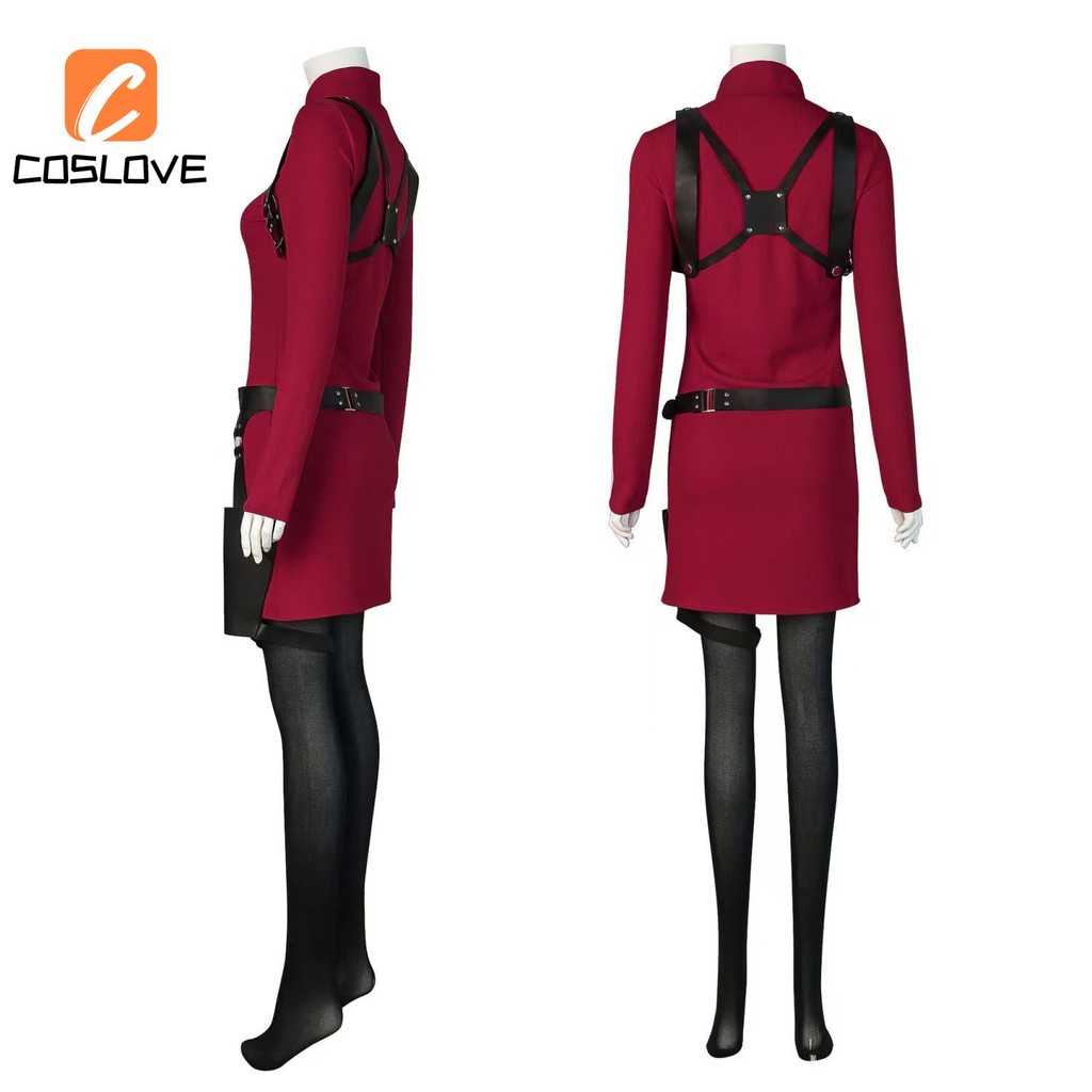 Resident Evil 4 Ada Wong Cosplay Quần Áo Trọn Bộ Trang Phục Phù Hợp Với Người Phụ Nữ Dài Đỏ Đầm Cosplay Váy Comiket Show
