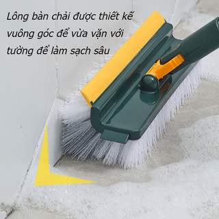 Cây Chà Sàn Nhà Tắm Đa Năng 2 Trong 1, Chổi Cọ Sàn Và Gạt Nước, Đầu Xoay 180 Độ, Cán Dài Tiện Lợi