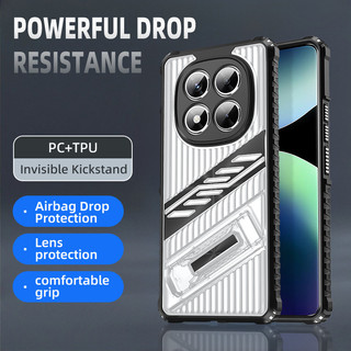 Dành cho Redmi Note 14 Pro 4G / 5G Ốp điện thoại PC cứng trong suốt TPU mềm tích hợp chân đế ẩn Chống rơi Vỏ mỏng chống sốc
