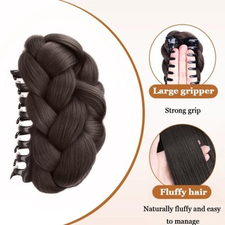 Vận chuyển nhanh - Tóc giả đầu Bun EANEST kẹp tóc tự nhiên tổng hợp màu đen và nâu mượt mà dành cho nữ