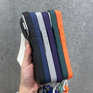 Sang Trọng Rỗng Ra Có Dây Buộc Ốp Lưng Điện Thoại iPhone 11 12 13 14 15 16 Pro Max Plus Mềm Từ Tính Chống Sốc