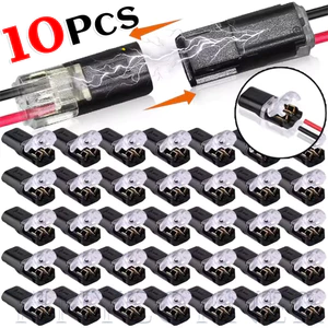 Đầu nối điện chống nước 2 chân 10 chiếc, Dây nhanh Không cần tước dây cho ô tô / Dải LED / Kết nối dây, ABS Đen
