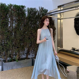 Dây Sling Đầm Phong Cách Mỏng Mùa Hè Cổ Tích Váy Nguyên Chất Desire Phong Cách Thiết Kế Niche Không Đều Gạc Váy Dài