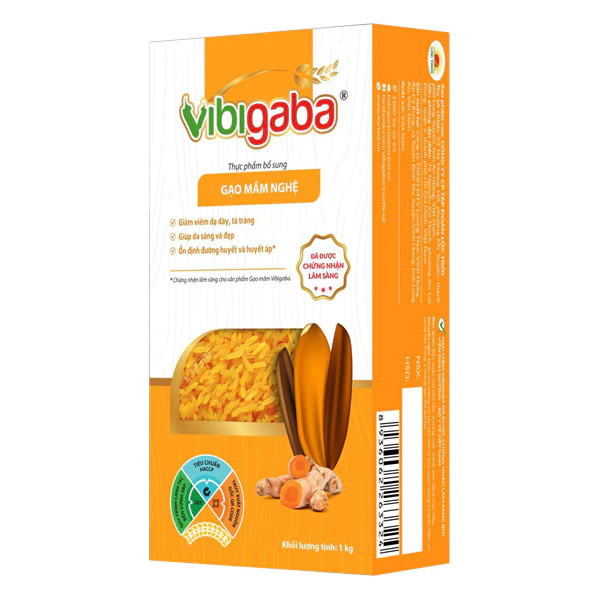 Gạo Mầm Vibigaba Nghệ Hạt Ngọc Trời Gói 1Kg - Gạo Cho Người Viêm Loét Dạ Dày, Tá Tràng, Viêm Gan, Tiểu Đường
