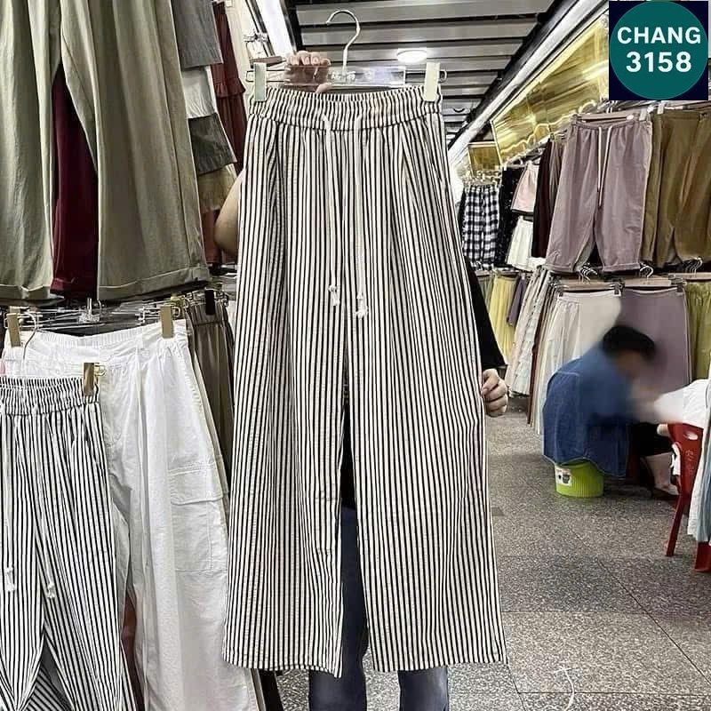 Quần Xuông Ống Rộng Kẻ Dọc Chất Liệu Kate Mỏng Mát - Kẻ Sọc ngựa  Vằn-CHANG 3158