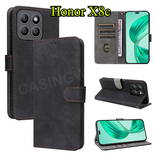 Dành Cho Honor X8c X8B X7B X6B X9B X9A X9C Smart HonorX8C 4G 5G 2025 Vỏ Điện Thoại Da Lật Sang Trọng Khe Cắm Thẻ Ví Đứng Giá Đỡ Ốp Lưng Chống Sốc