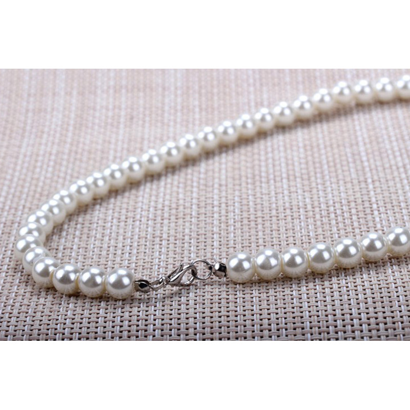 Nhà máy thời trang Vòng cổ hạt ngọc trai giả 8mm màu trắng QrhYK