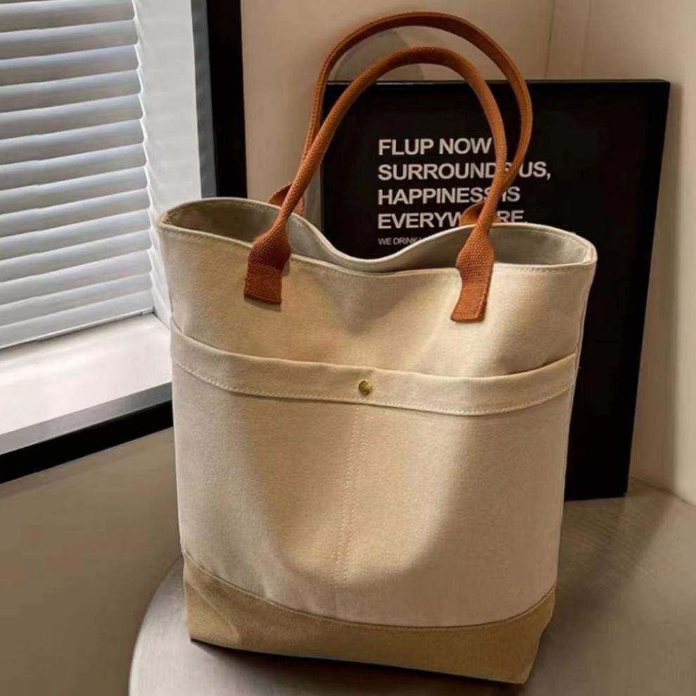 Túi Tote vải dung tích lớn Túi đựng đồ đi lại Túi vải sinh viên nghệ thuật Schoolbag Túi vải đeo vai Túi Tote đeo chéo Túi đeo vai Túi đựng đồ màu nâu