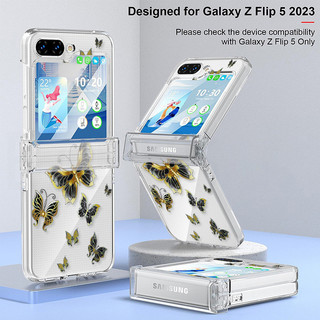 Vỏ Họa Tiết Bướm Cho Samsung Galaxy Z Flip 5 Flip 4 Flip 3 Full Bản Lề Chống Sốc Trong Suốt PC Cứng Gấp Dành Cho Samsung Z Flip5 Flip4 Flip3 Cover