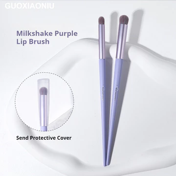 GUOXIAONIU Cọ môi cọ môi màu tím milkshake có nắp cọ trộn son đầu tròn, cọ che khuyết điểm cọ môi