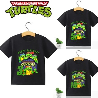 Thiếu Niên Đột Biến Ninja Rùa Nguyên Chất Đen Áo Thun Phổ Biến Anime 1-10 Tuổi In Hình Đảng Tay Ngắn Cotton Top Quà Tặng Sinh Nhật Đầm Dự Tiệc