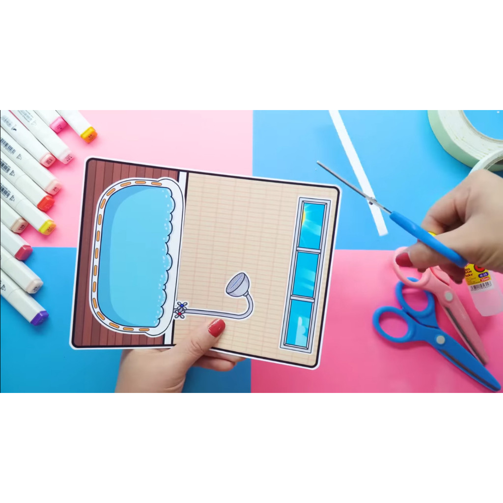 ĐỒ CHƠI NGÔI NHÀ BÚP BÊ GIẤY CẮT THỦ CÔNG DIY - Ngôi nhà của bé Yellow House In Quiet Book.
