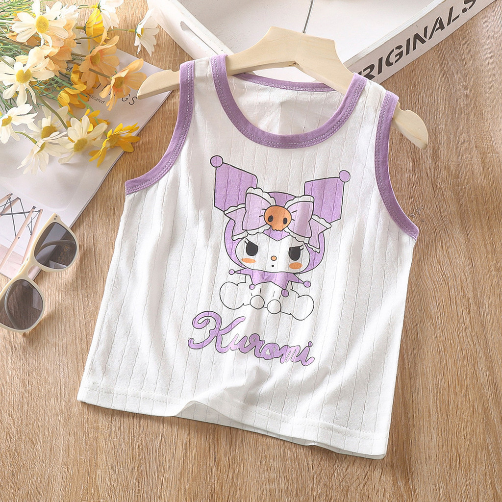 Trẻ Em Nguyên Chất Cotton Áo Mùa Hè Mỏng Phong Cách Rời Làm Mới Jacquard Nhẹ Thoáng Khí Không Tay Top Trẻ Em Hoạt Hình Thời Trang Đế JHZX