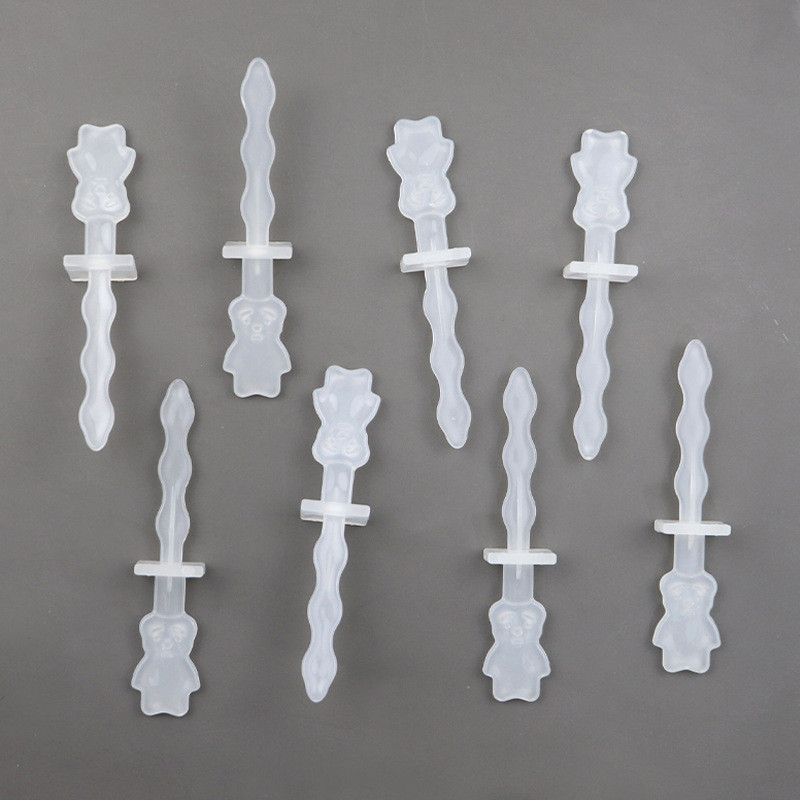 6 / 12 Chiếc Nhựa Kem Dính Hoạt Hình Gấu Tay Cầm Popsicle Stick DIY Kem Dụng Cụ