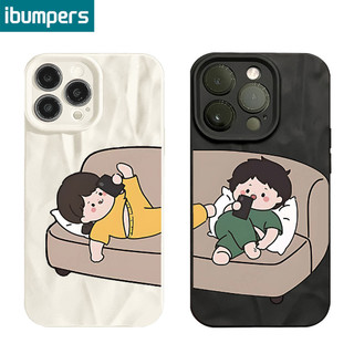 ibumpers Ốp Lưng IPhone Cặp Đôi Hoạt Hình Dễ Thương Cho IPhone 16 15 14 12 13 11 Pro Max IP 7 8 Plus X XS XR Ốp Điện Thoại Silicon Mềm Chống Sốc