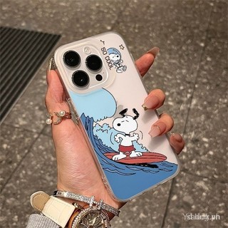 Ốp Điện Thoại Snoopy Lướt Sóng Biển Đơn Giản Thích Hợp Cho Iphone15 14 13 12 11 promax 7 / 8plus 11 12 14 15Promax XR XS XSMAX Vỏ Bảo Vệ Điện Thoại Chống Va Chạm Mờ XERG