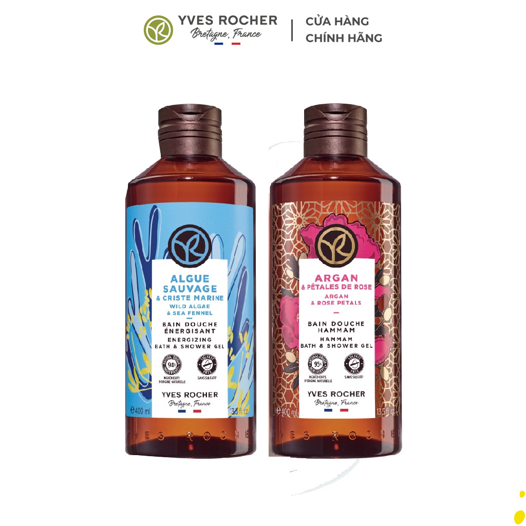 Yves Rocher Veganes Hammam-Duschbad Argan & Rose – 400ml, 98% Natürliche Inhaltsstoffe