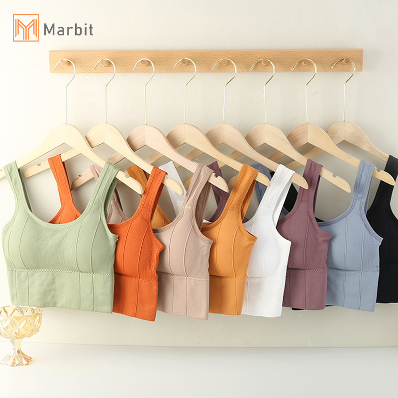 Marbit Nữ Yoga Thể Thao Áo Ngực Thể Dục Liền Mạch Brassiere Hình Chữ U Sâu Hình Lưng Ống Top Không Có Vòng Thép Áo Ngực Phù Hợp Mới