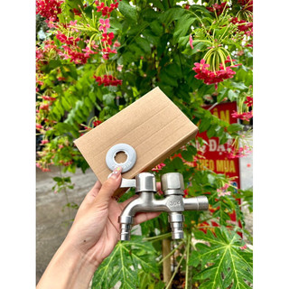Vòi nước 2 đầu ra inox chia nước thành 2 cổng xả độc lập, chất liệu Inox 304 cao cấp T73