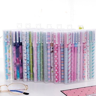 [10 Màu] Set 10 Bút Bi Mực Gel 10 Màu Dễ Thương Bút Bi Bấm Văn Phòng Họa Tiết Cute, Khô Nhanh, Mực Đều, Nét Chữ Đẹp