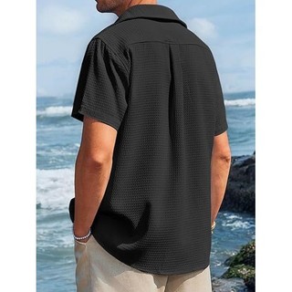 [Plus Size] 130KG Nam Waffle Rời Chống Mài Mòn Bãi Biển Hawaii plus Size Áo Sơ Mi Thoáng Khí