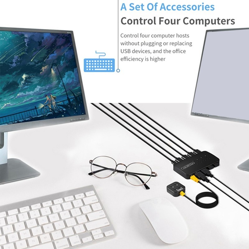 Công Tắc USB Chia Sẻ Bộ Điều Khiển Bộ Chuyển Đổi 4 Đầu Vào 4 Đầu Ra Cho Laptop Máy Tính Bàn Phím Chuột Màn Hình
