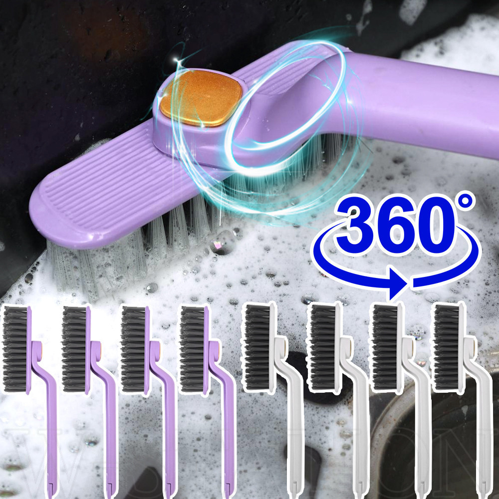 Bàn chải khoảng cách xoay 360 độ - Dụng cụ làm sạch vết xước 2 trong 1 có kẹp - Hình chữ V, Lông cứng, Đa năng - Dành cho phòng tắm, nhà bếp, khoảng cách cửa sổ, góc - Dụng cụ vệ sinh gia đình
