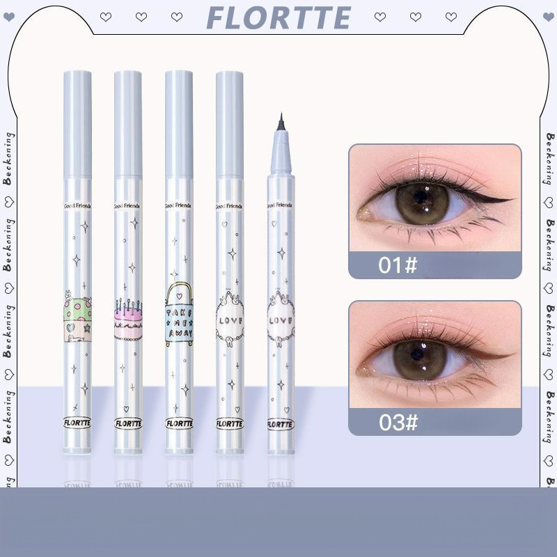 Flortte Bút kẻ mắt dạng lỏng đa năng Good Fat Friends Club Series Đầu bút xoay đa năng Fine RWQQ