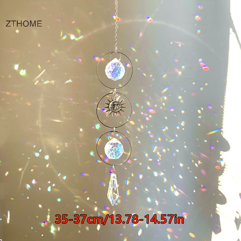 Zthome Treo Pha Lê Mặt Dây Chuyền Vườn Suncatcher Chuông Gió Mưa Lăng Kính Pha Lê Dây Chuyền Để Trang Trí Cửa Sổ HOT