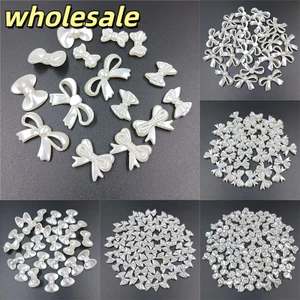 20 Chiếc Acrylic ABS Có Lỗ Chất Liệu Giả Ngọc Trai Ruy Băng Nơ DIY Handmade Hạt Bông Tai Phụ Kiện Vòng Cổ Hình Trang Sức Làm