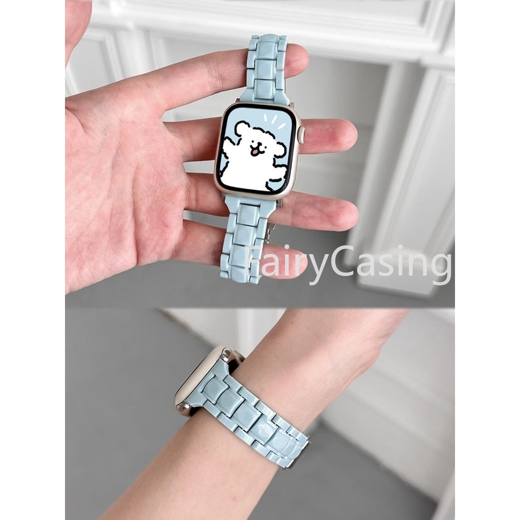 Mới Màu Kẹo Nhựa S11 Dây Đeo AW Watch 49mm 41mm 45 44 40 42 38 mm Cô Gái Dây Đeo Đồng Hồ Cho iWatch 9 8 7 6 5 4 3 2 Ban Nhạc Phụ Kiện