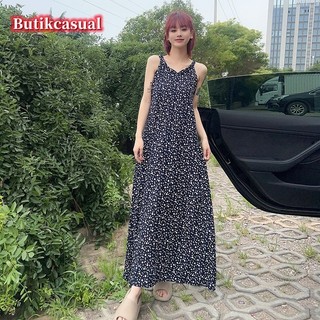 Váy maxi nữ không tay phong cách cổ điển dân tộc cổ chữ V dáng rộng Váy Cotton mỏng chữ A 2025 mùa hè mới Váy dáng rộng