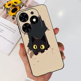 Dành Cho Tecno Spark Go 2024 BG6 Ốp Lưng Hoa Phong Cách Mới Hoạt Hình Silicon Màu Đen Mềm Mại Cho Tecno Pop 8 Pop8 BG6h Vỏ