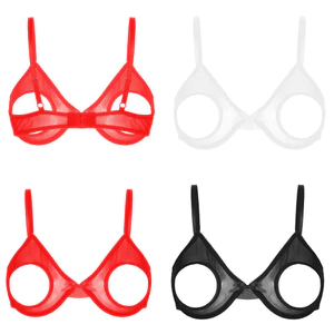 YOOJOO Nữ Rỗng Ra Mở Cốc Underwired Áo Ngực Có Thể Điều Chỉnh Dây Sheer Lưới Brassiere