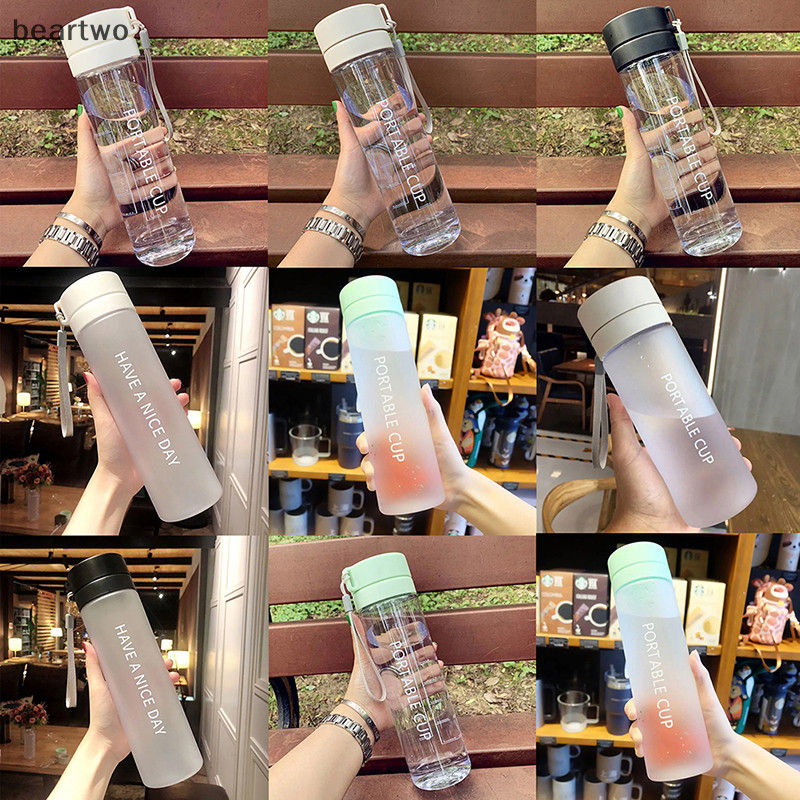 < Beartwo > 600ml Nước ép chanh thể thao dung tích lớn Chai nước uống Infuser Chai nước nhựa cầm tay trong suốt Đẹp