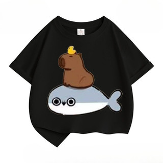 2024 Hoạt Hình In Hình Dễ Thương Capybara Áo Thun Trẻ Em Mùa Hè Tay Ngắn Áo Sơ Mi Thường Ngày Để Mặc Hàng Ngày