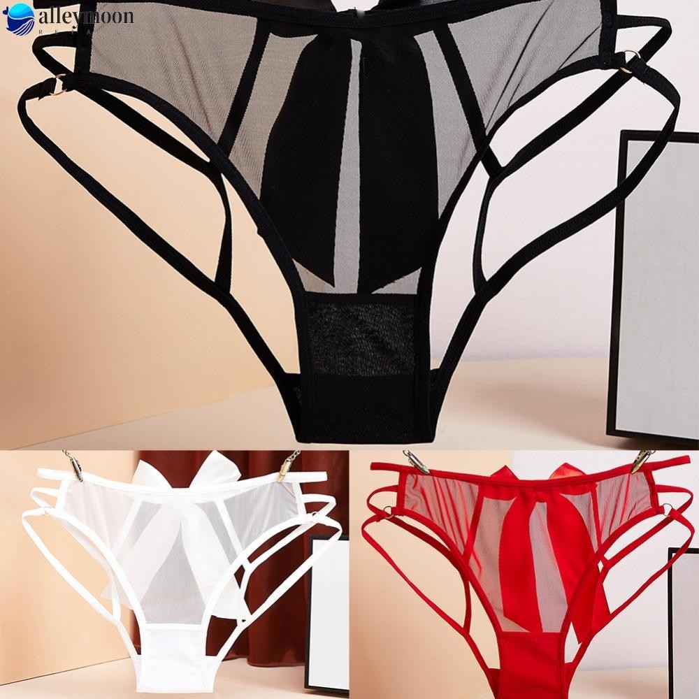 Underwear Comfortable Cotton Crothless Lace Medium Stretch Nylon Panties