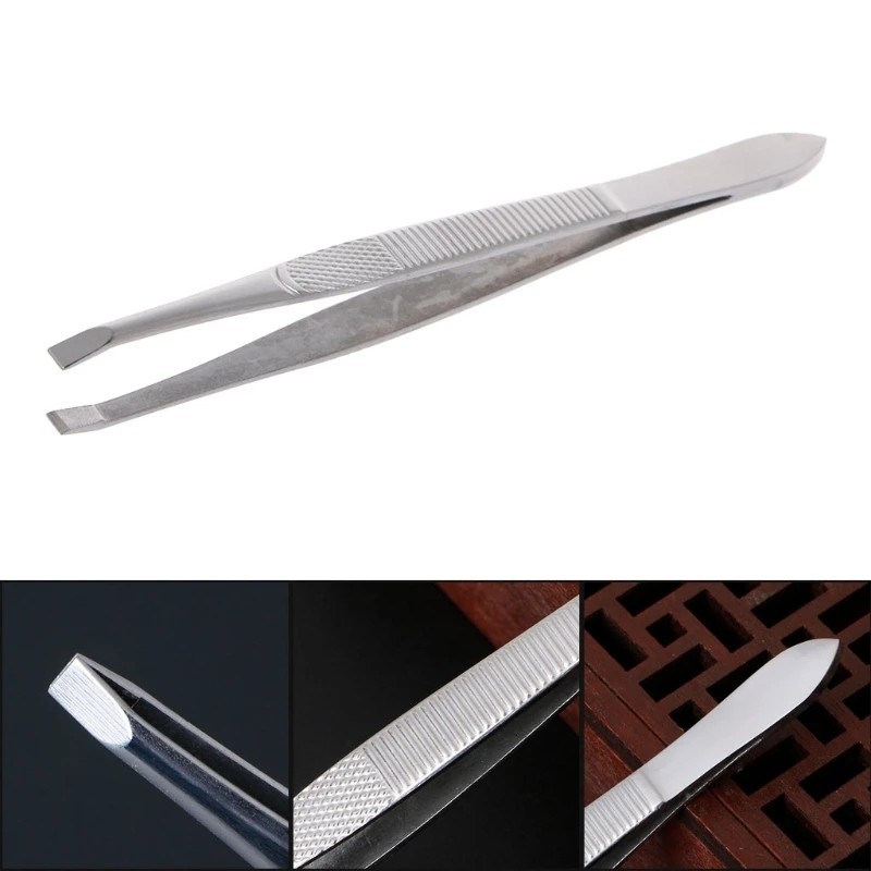 Nhíp tẩy lông bằng thép không gỉ Nhíp lông mày Hồng Slanted Tip Point Face Makeup Beauty Tool