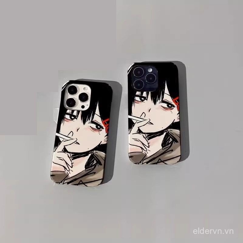 Ốp Điện Thoại QYJS Phim Thích Hợp Cho IPhone X XS XR XSMAX SE 11 12 PRO 13 14 15 ProMax 7 8 PLUS 14 15 PLUS Anime Chainsaw Man Frosted Female Hard Shell Vỏ Bảo Vệ Điện Thoại Chống Sốc C2WO