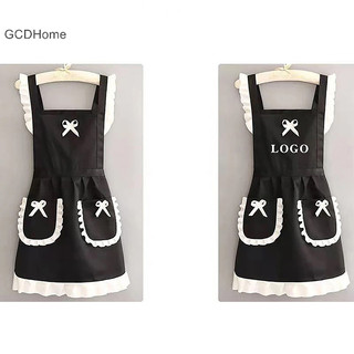 Gcdhome Trang phục hầu gái dễ thương, Tạp dề chống dầu và vết bẩn có dây thắt lưng, Quần áo làm việc nhà bếp và nhà hàng HOT
