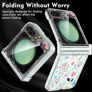 Ốp điện thoại Trong Suốt Họa Tiết Tình Yêu Nhiều Màu Sắc Cho Samsung Galaxy Z Flip 6 Flip 5 Flip 4 Flip 3 Full Bản Lề Trong Suốt Cứng PC Gấp Ốp điện thoại Cho Samsung Z Flip6 Flip5 Flip4 Flip3