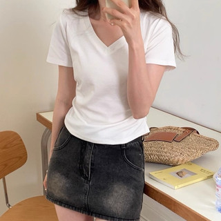 Áo Thun Tay ngắn babytee cổ tim rúm eo