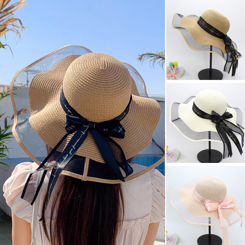 Mũ cói panama đi biển kèm dây nịt vintage Nón cói vành rộng chống nắng,Mũ chống nắng bãi biển