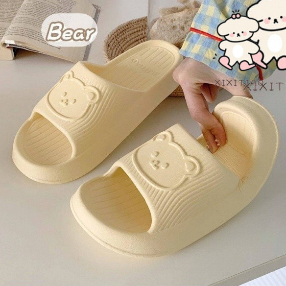 Xixitiao Dép Trong Nhà Dép Chống Trơn Trượt Phòng Tắm Nhà Nam Nữ Bước Vào Shit Đế Mềm Giày Đế Bằng Dễ Thương Hoạt Hình Gấu Mùa Hè