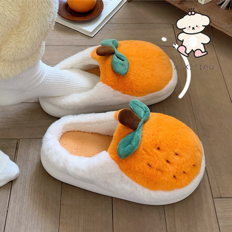 Xixitiao Cotton Dép Nữ Trong Nhà Đáy Mềm Lông Cừu Ấm Áp Độc Đáo Sáng Tạo Ba Chiều Gà Vàng Nhỏ
