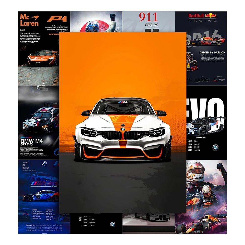 [Giấy] A5 In Màu - Set 50 Tờ Poster Giấy Dán Tường - HÌNH XE ĐUA - Decor Trang Trí Nhà | MS: 111459