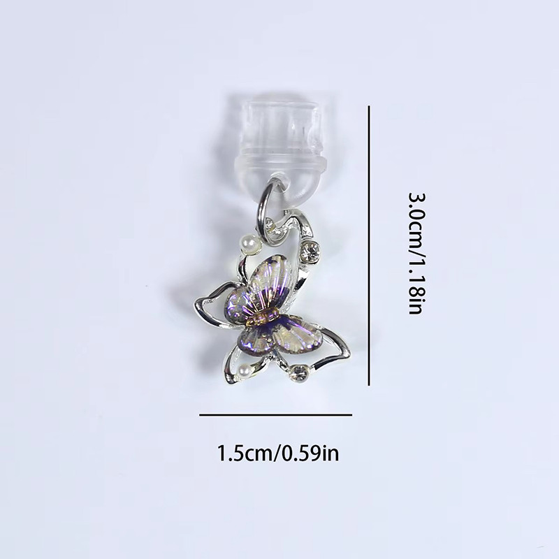 1 Chiếc Mặt Dây Chuyền Điện Thoại Bướm Dễ Thương Cắm Bụi Tương Thích Cho IPhone Và Android Cổng Sạc Điện Thoại